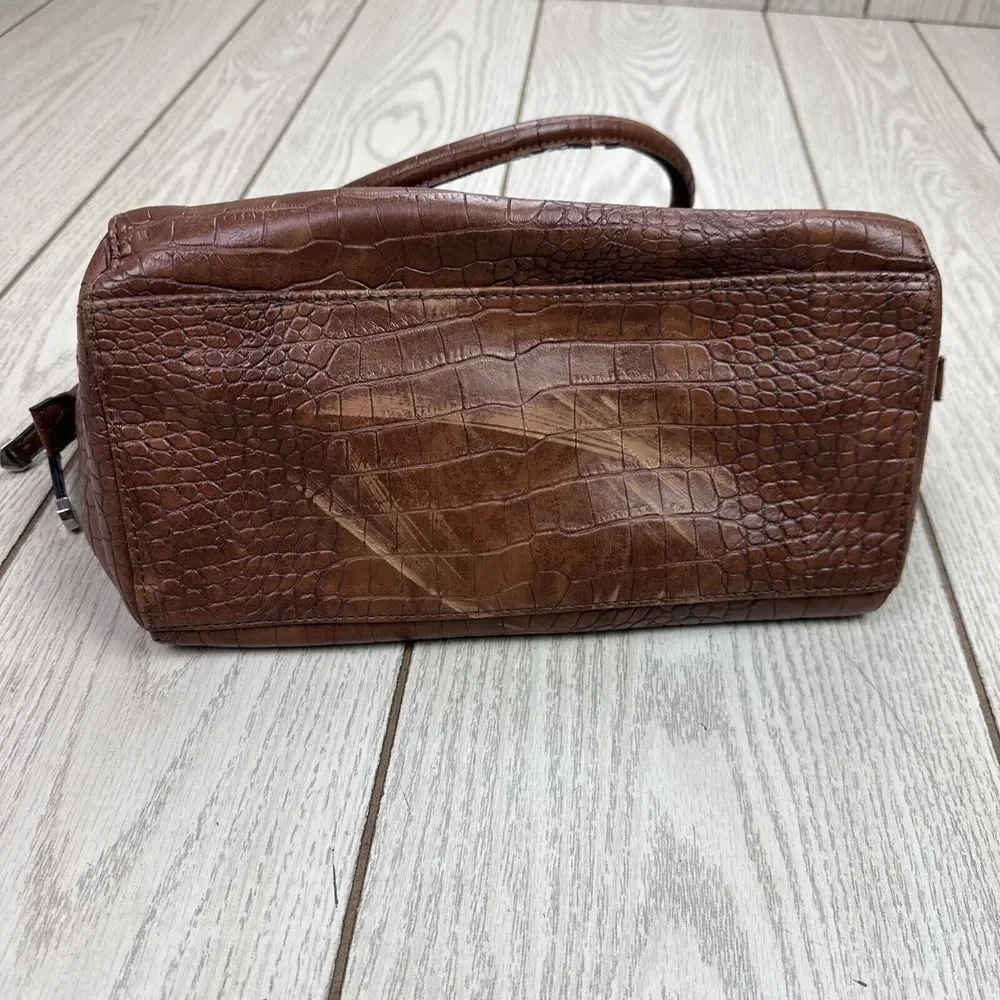 Kenneth Cole Reaction‎ Crocodile Dome Satchel Purse Bag Brown
